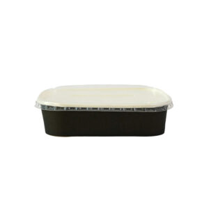 Kraft Black Rect Containers + Lids